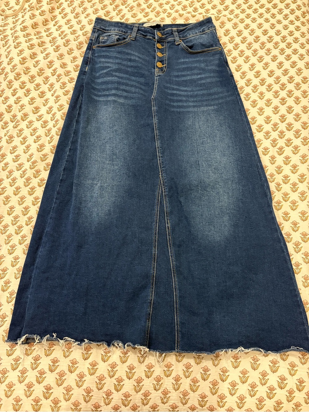 Main Street Exchange High-Rise Button-Fly Women's maxi skirt - Medium Blue
